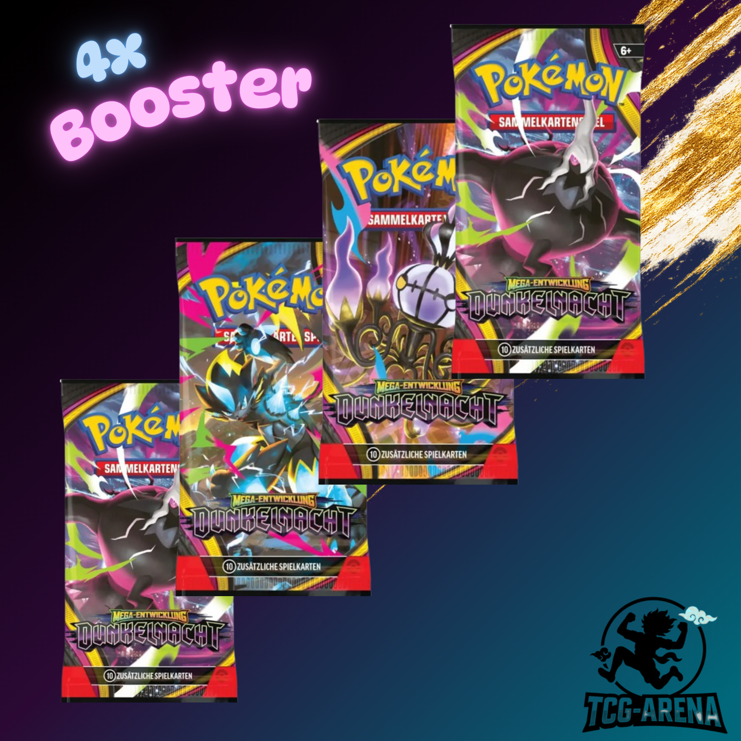 Pokemon - Dunkelnacht 4x Booster Deutsch